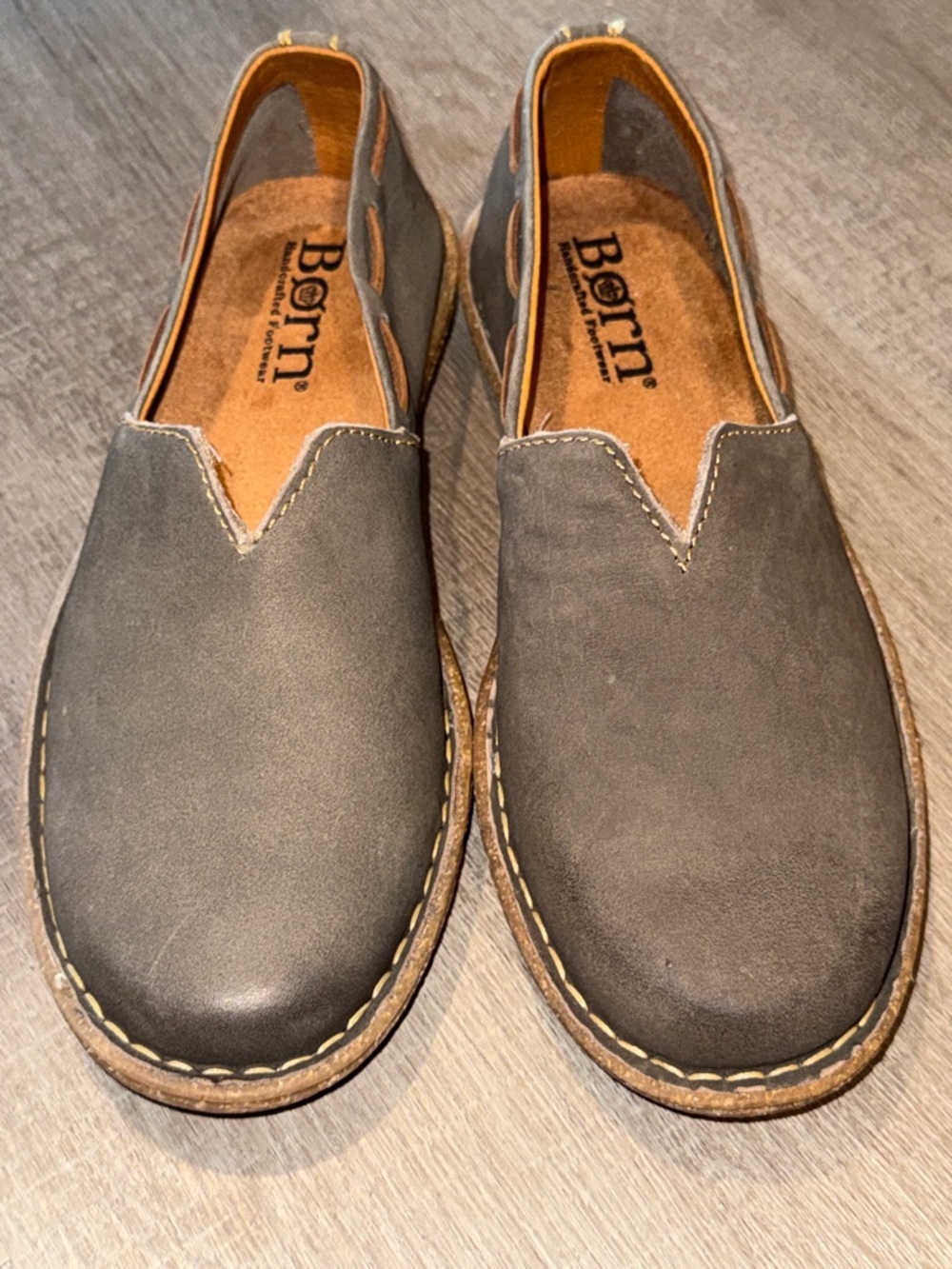 Børn Naya Grey Nubuck Leather Slip-On Loafers - Size 7.5 - Picture 6 of 15